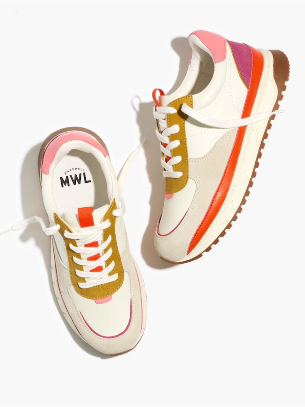 Madewell Multicolor Leather & Suede Women's Sneakers - Cream/Pink